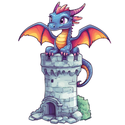 Dragon Perched on Tower