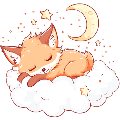 Fox sleeping on a cloud