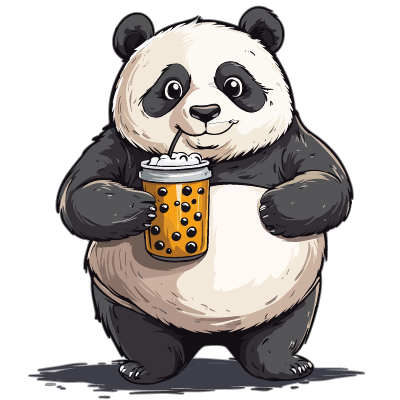 Panda with Bubble Tea