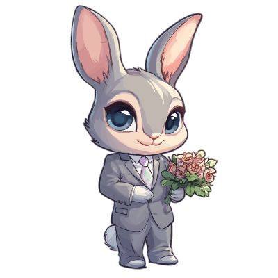 Rabbit with Bouquet