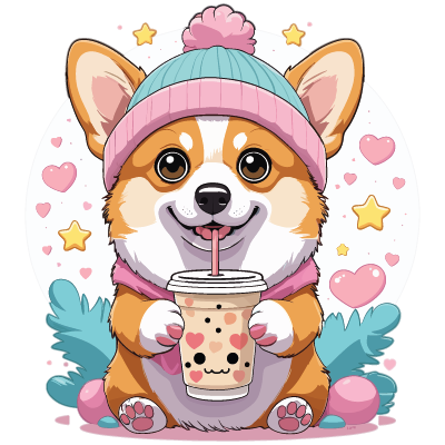 Bubble Tea Corgi Delight