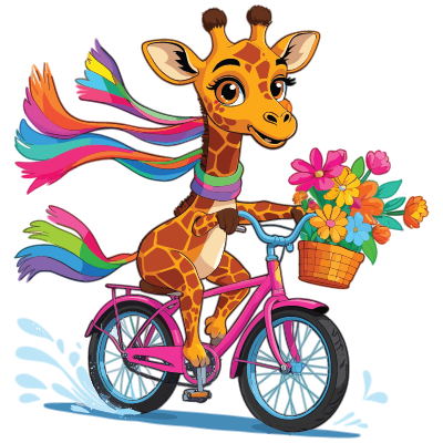 Cheerful Giraffe on a Bicycle