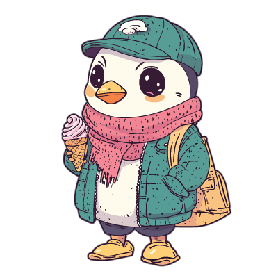 Chill Penguin with Ice Cream