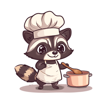 Chef Raccoon in the Kitchen