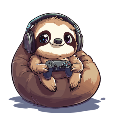 Sloth sitting in a tiny beanbag