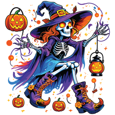 Skeleton Witch’s Halloween Dance